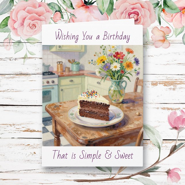 Tarjeta Deseándote un Cumpleaños Dulce y Sencillo (Subido por el creador)
