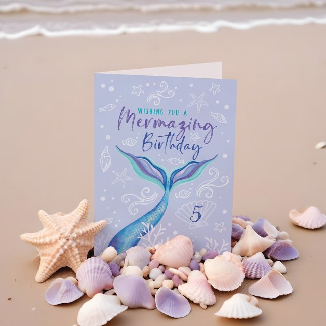 Tarjeta Deseándote un cumpleaños maravilloso bajo el mar (Wishing You a Mermazing Birthday Under The Sea Card)
