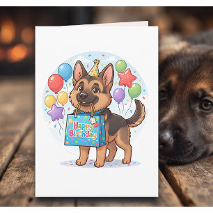 Tarjeta Deseándote un Cumpleaños Paw-some Pastor Alemán