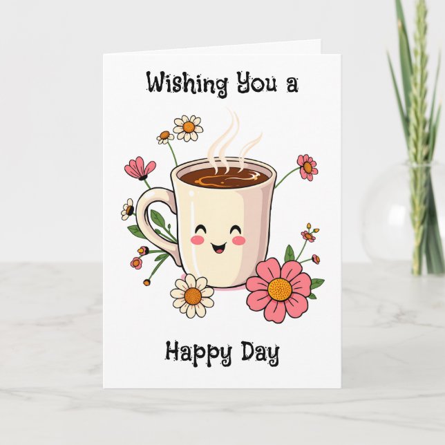 Tarjeta Deseándote un día feliz | Amistad Cuta (Anverso)