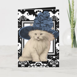 Tarjeta Deseándote un gato vintage de BD muy delicioso