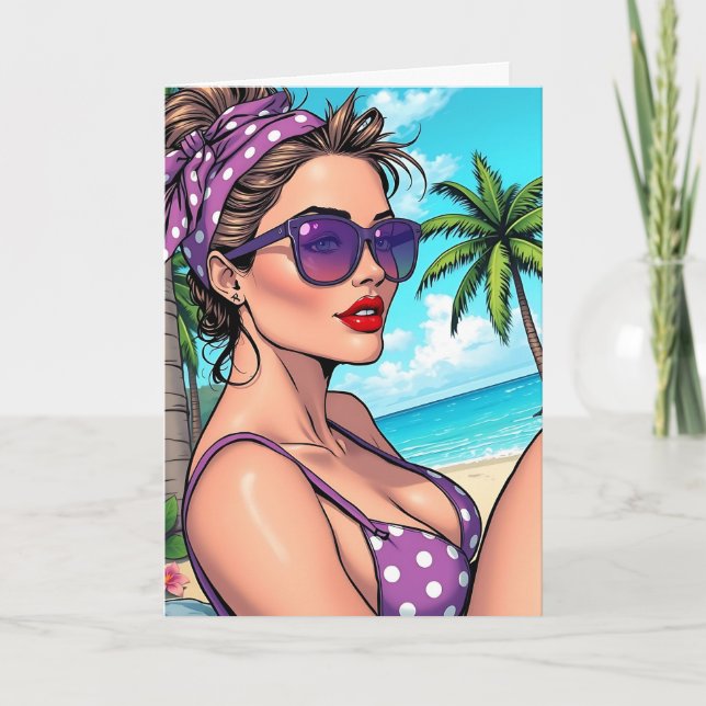 Tarjeta Deseándote un gran verano | Diciendo hola (Anverso)