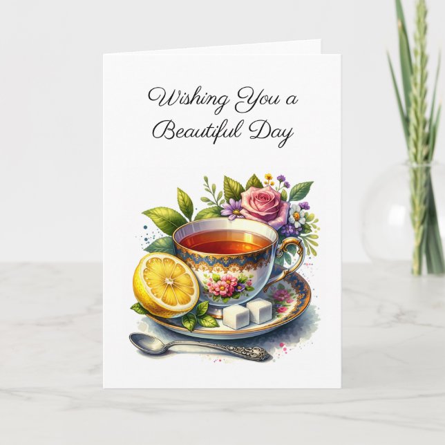 Tarjeta Deseándote un hermoso día | Amistad (Anverso)