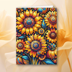 Tarjeta Deseándote un hermoso día Arte de girasol