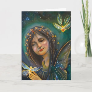 Tarjeta Deseándote un hermoso día   Hada y mariposa