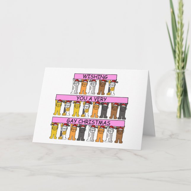 Tarjeta Deseándote un Navidad muy gay (Anverso)