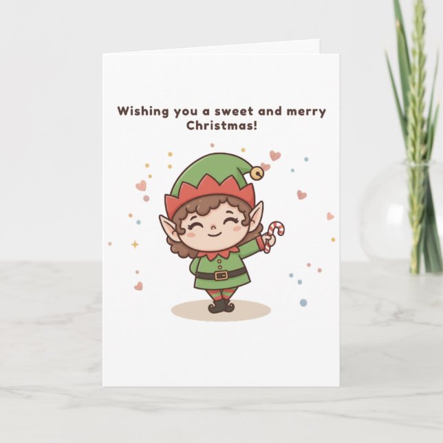 Tarjeta Deseándote una dulce y alegre Navidad (Anverso)