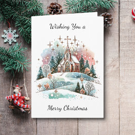 Tarjeta Deseándote una Feliz Navidad | Iglesia de color de