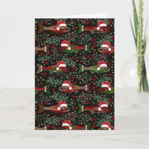 Tarjeta Deseándote una Feliz Navidad Trucha Roja Verde