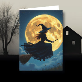 Tarjeta Deseándote una Halloween malvada | Bruja