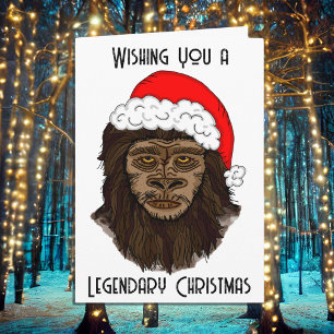 Tarjeta Deseándote una Navidad Legendaria Divertido Bigfoo