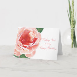 Tarjeta Deseándote una rosa rosa de cumpleaños muy feliz