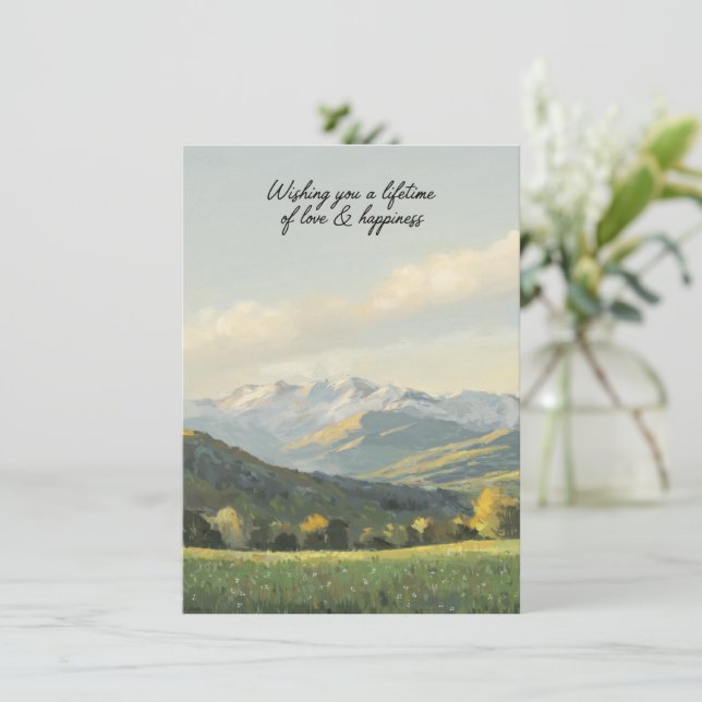 Tarjeta Deseándote una vida de amor y felicidad (Anverso de pie)