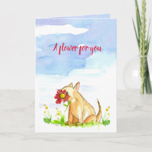 Tarjeta Deséele una flor feliz del día para usted perro