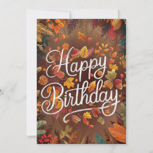Tarjeta Deseo Acogedor de Pastel Otoño Caída Feliz Cumplea
