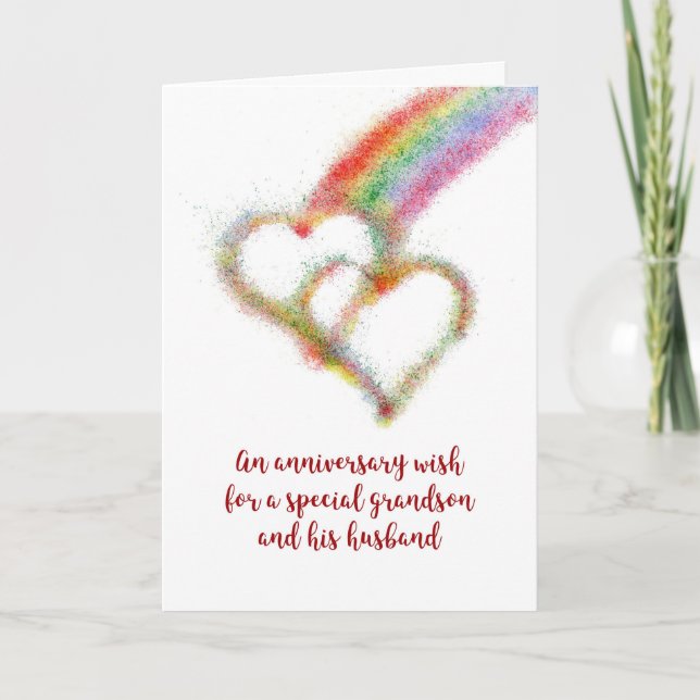 Tarjeta Deseo de aniversario para nieto y esposo (Anverso)