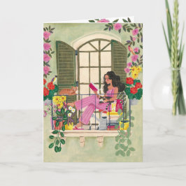 Tarjeta Deseo de cumpleaños relajado mujer