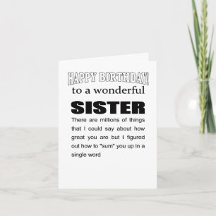 Tarjeta deseo de feliz cumpleaños de la hermana maravillos