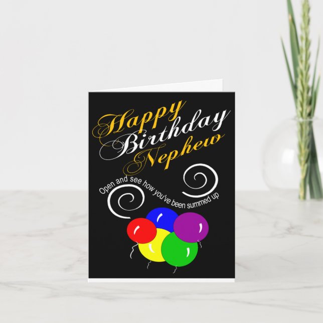 Tarjeta deseo de feliz cumpleaños del sobrino gracioso (Anverso)
