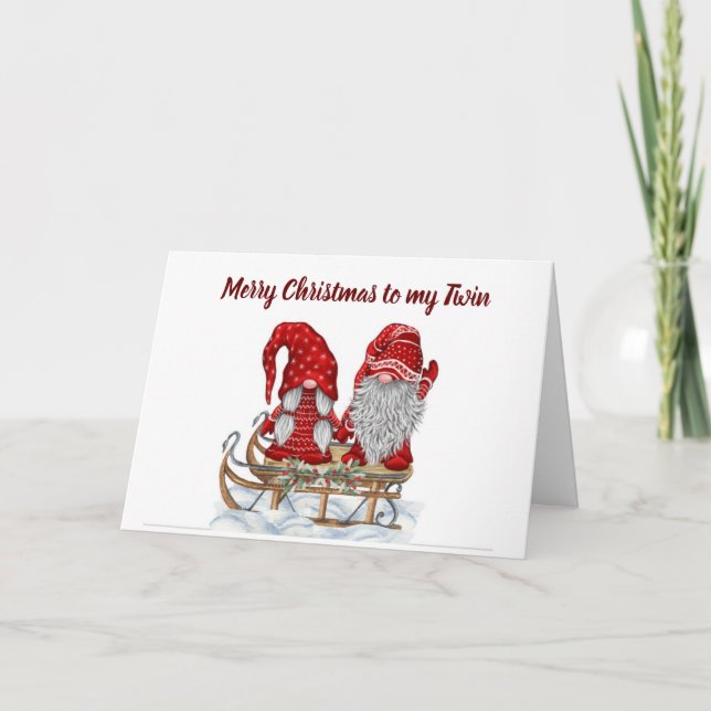 TARJETA DESEO DE NAVIDAD DE GEMELOS PATERNOS A SU GEMELAR (Anverso)
