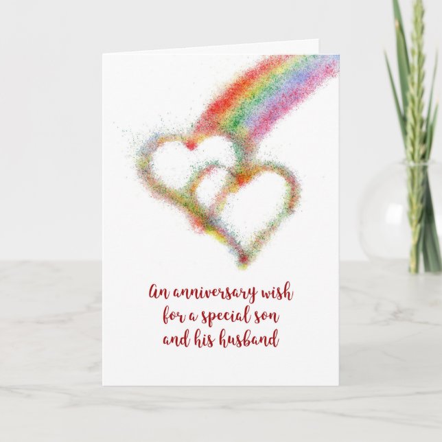 Tarjeta Deseo del aniversario para el hijo y su marido (Anverso)