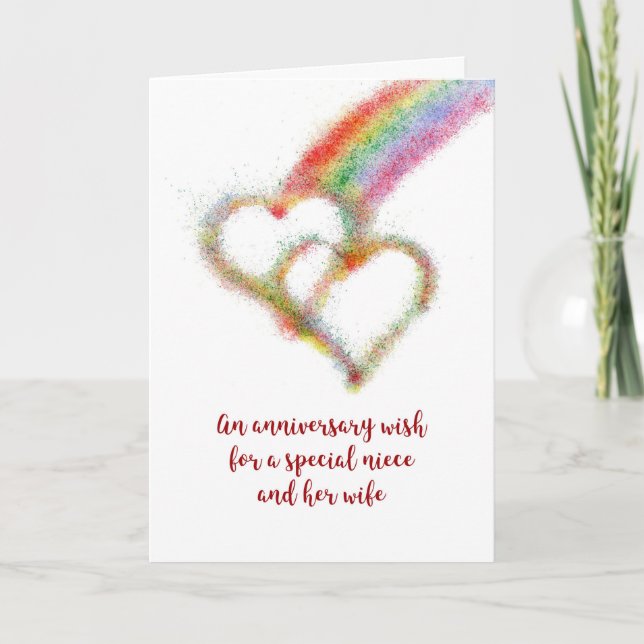 Tarjeta Deseo del aniversario para la sobrina y su esposa (Anverso)