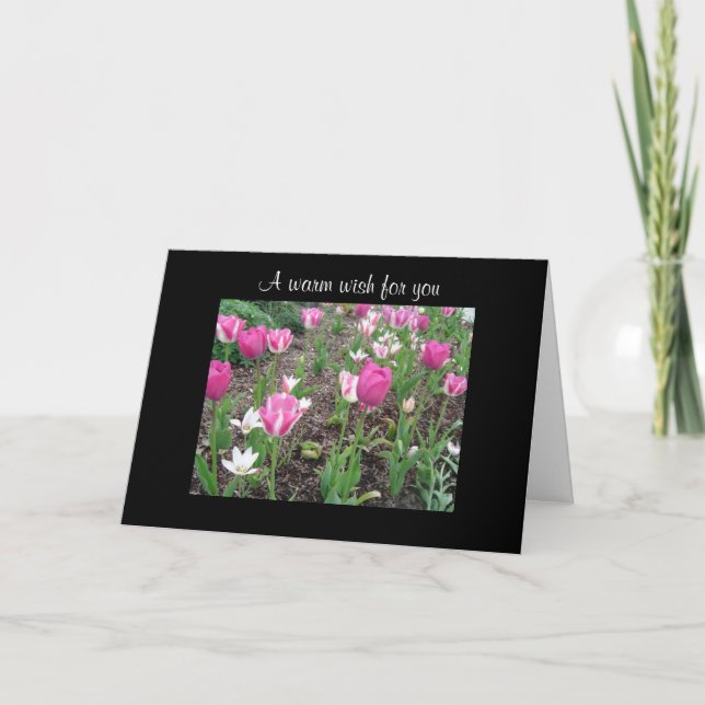 Tarjeta Deseo del cumpleaños del remiendo del tulipán (Anverso)