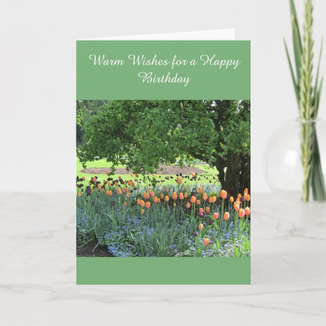 Tarjeta Deseo del cumpleaños del remiendo del tulipán (Anverso)