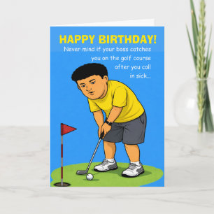 Tarjeta deseo divertido de cumpleaños para un hermano golf