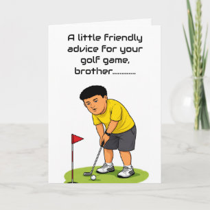 Tarjeta deseo divertido de cumpleaños para un hermano golf