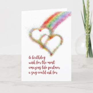 Tarjeta Deseo gay del cumpleaños para el socio de la vida