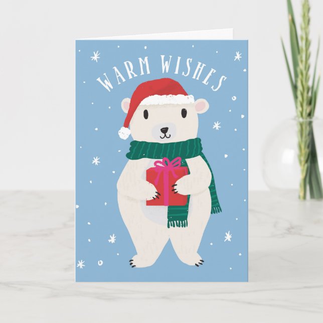 Tarjeta Deseos Cálidos Beary Merry Christmas Grecard (Anverso)