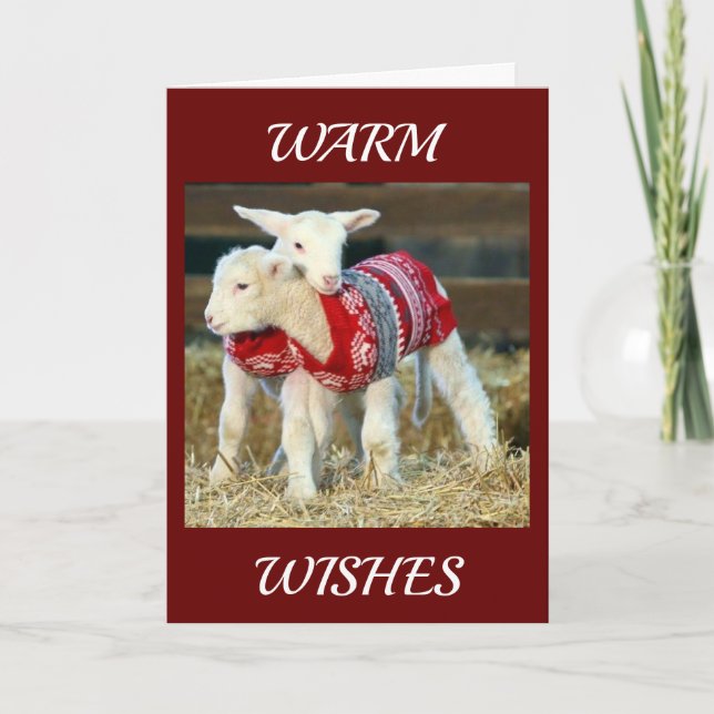 TARJETA DESEOS CÁLIDOS DE CABRAS CON DULCES EN NAVIDADES (Anverso)