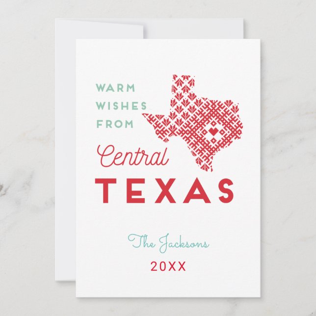 Tarjeta Deseos cálidos del centro de Texas (Anverso)