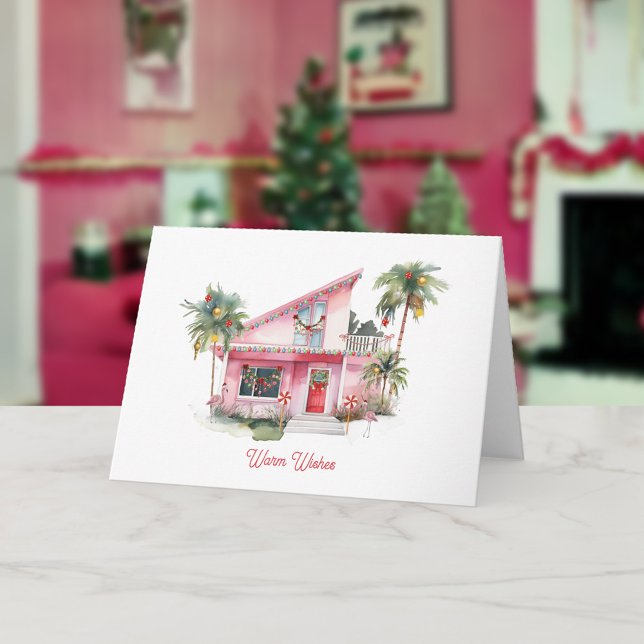 Tarjeta Deseos Cálidos Navidades de Casa Rosa Moderno del  (Subido por el creador)
