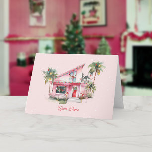 Tarjeta Deseos cálidos Navidades rosados de la casa modern