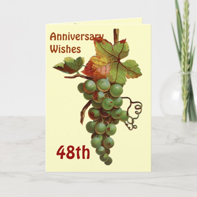 Tarjeta Deseos de aniversario número 48, personalizables (Anverso)