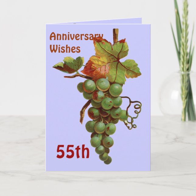 Tarjeta Deseos de aniversario número 55, personalizable (Anverso)