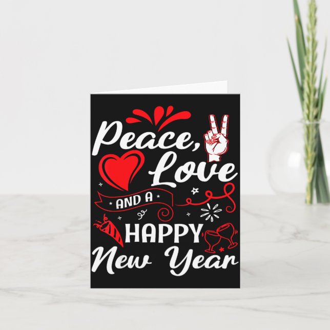 Tarjeta Deseos de Año Nuevo, Paz, Amor, Feliz Año Nuevo, N (Anverso)