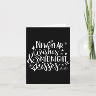 Tarjeta Deseos de Año Nuevo y Besos de Medianoche Feliz Añ