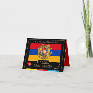 Tarjeta Deseos de bandera armenia 2026 y feliz año nuevo A