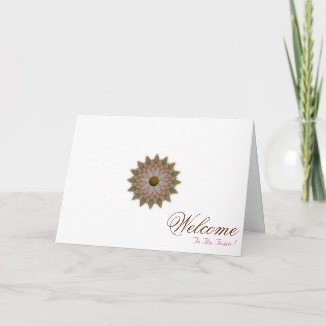 Tarjeta Deseos de bienvenida de Lotus Art blanco mínimo (Anverso)