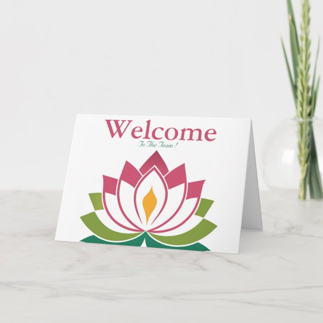 Tarjeta Deseos de bienvenida de Lotus mínimo blanco (Anverso)
