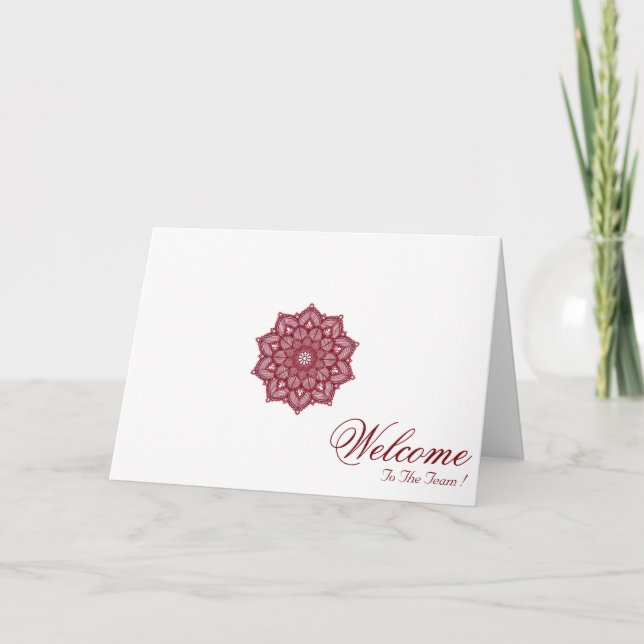Tarjeta Deseos de bienvenida de Mandala Art Mínimo Blanco (Anverso)