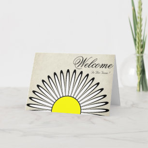 Tarjeta Deseos de bienvenida de margarita blanca mínima am