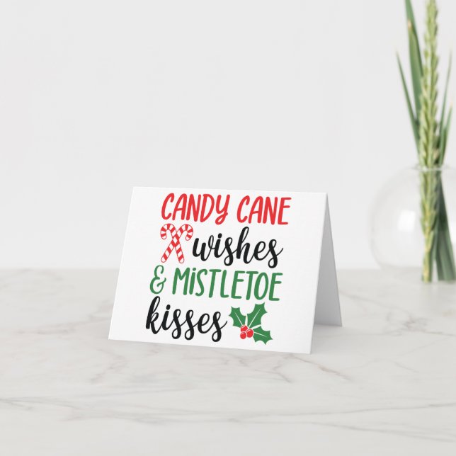 Tarjeta Deseos de cane y besos de mistletoe (Anverso)