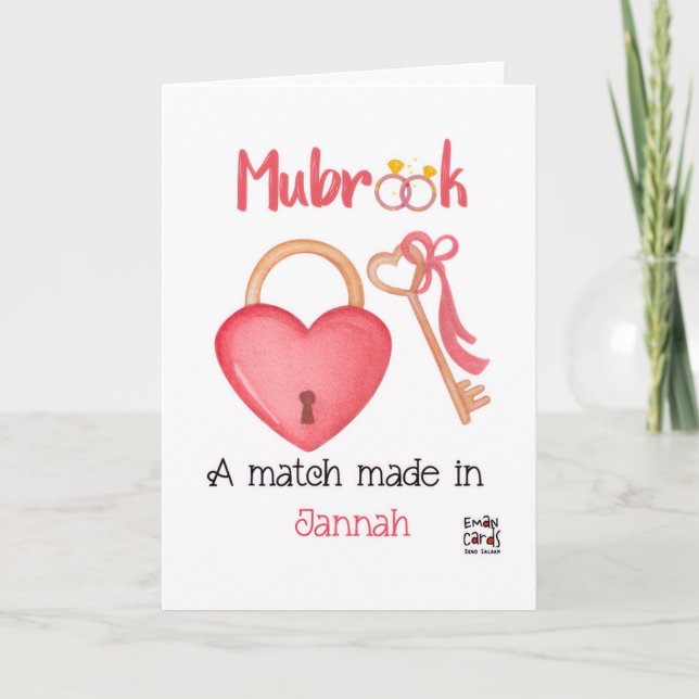 Tarjeta Deseos de compromiso con un corazón  (Anverso)