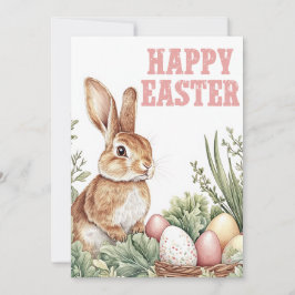Tarjeta Deseos de conejo del bosque – Feliz Pascua