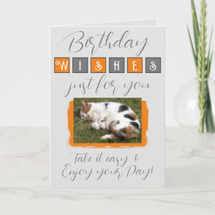 Tarjeta Deseos de cumpleaños agregar naranja gris foto de 