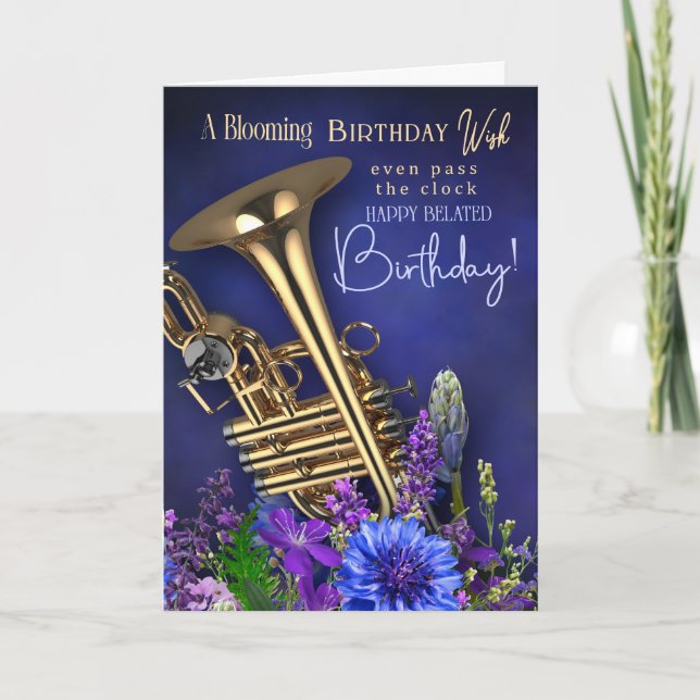Tarjeta Deseos de Cumpleaños Atrasados Para Tocador de Tro (Anverso)